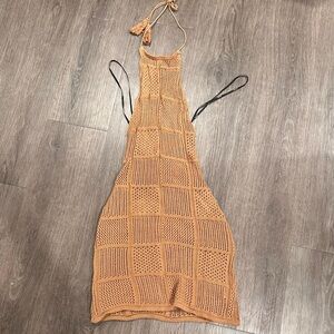 Forever 21 Crochet Halter Dress in Brown